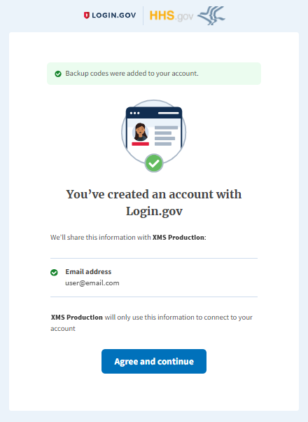 screenshot of authentication method confirmation screen