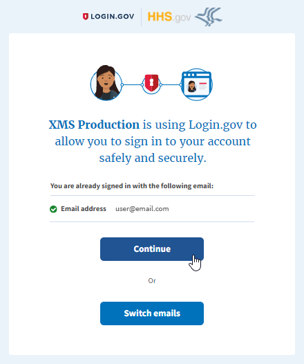 screenshot of login and email confirmation